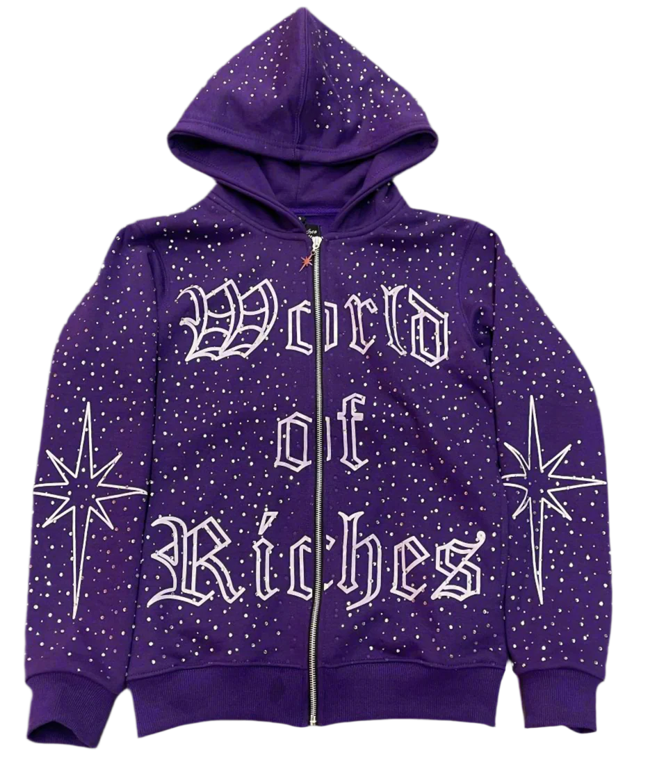 Purple World Of Riches Rhinestone Hoodie