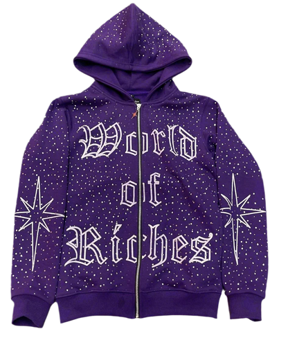 Purple World Of Riches Rhinestone Hoodie