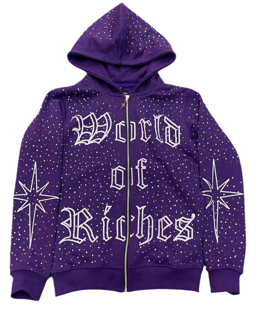 Purple World Of Riches Rhinestone Hoodie