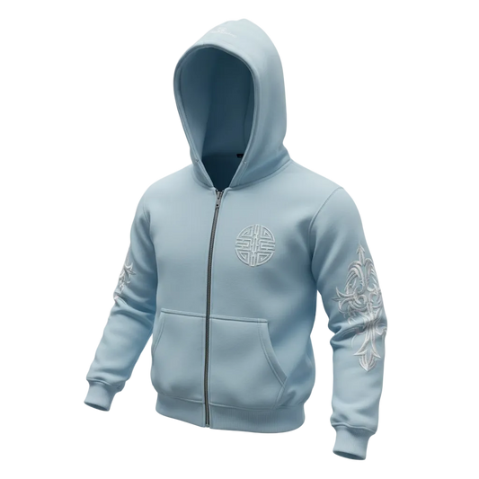 Les Riches Tribal Zip Hoodie Blue