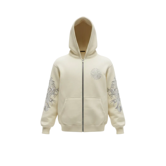 Les Riches Tribal Zip Hoodie Cream